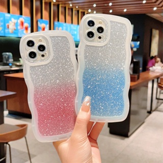 เคสโทรศัพท์มือถือ แบบใส แต่งกลิตเตอร์ ไล่โทนสี กันกระแทก สําหรับ iPhone 14 13 12 11 Pro Max 11