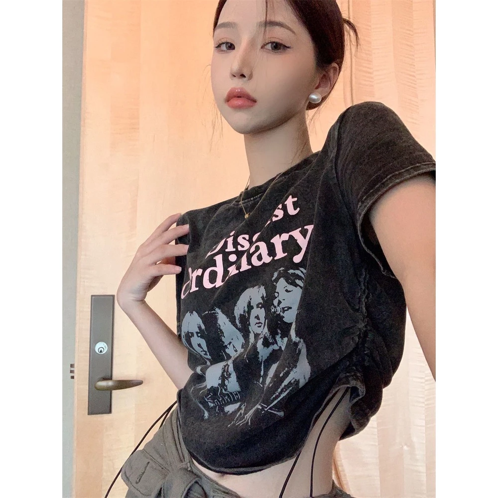 ขนาดใหญ่พิเศษ 7XL เสื้อผ้าแฟชั่น ผู้หญิงแขนสั้น ครอปท็อป ใส่ไปคลับ ปาร์ต y2k เสื้อแฟชั่น5XL thumbnail 7