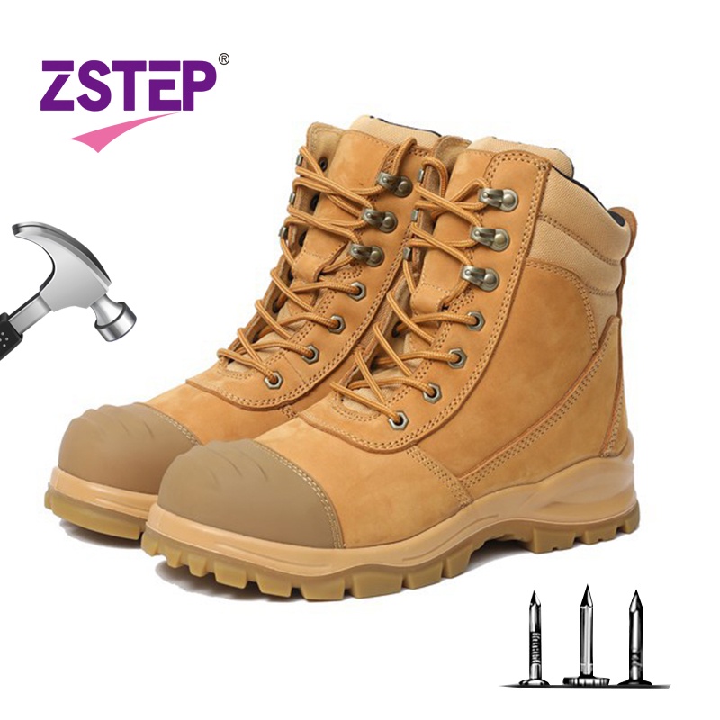 Zstep รองเท้าบูทเหล็ก กันลื่น เพื่อความปลอดภัย ซิปเหล็กหัวบู๊ทส์กันน้ำและกันกระแทก