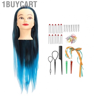 1buycart Mannequin Head  Blue Skin Friendly Hair Mannequin Training Head Practical Beautiful with Comb for Home