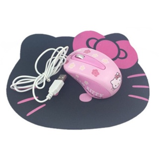 เมาส์ออปติคอล แบบใช้สาย USB 1600DPI ลาย Hello Kitty สําหรับแล็ปท็อป คอมพิวเตอร์