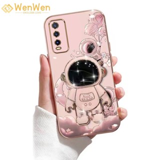 Wenwen เคสโทรศัพท์มือถือแบบนิ่ม TPU กันกระแทก ลายนักบินอวกาศ 3D พร้อมที่ตั้งวาง บางมาก สําหรับ Vivo Y20 Y20S Y20i y12a y12s y20g Y30 Y50