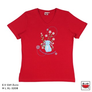 แตงโม (SUIKA) เสื้อยืดคอวีแขนสั้น ลายกระต่าย ( E.V-041 )