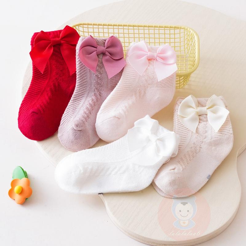 Laa6-toddler Baby Girl Soft Thin Cotton Summer Ankle Socks with Bows