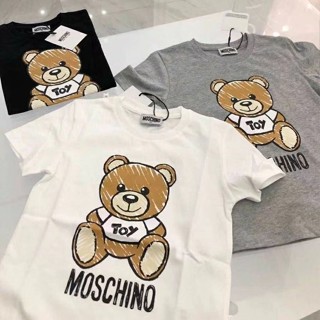 พร้อมส่ง เสื้อยืดแขนสั้นลําลอง ผ้าฝ้ายแท้ ลายหมีน่ารัก สไตล์เกาหลี แฟชั่นฤดูร้อน สําหรับเด็กผู้ชาย และเด็กผู้หญิง