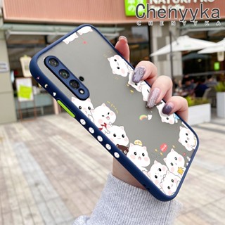 สําหรับ Huawei Nova 5T Honor 20 Pro เคสการ์ตูนแมวน่ารัก บาง ฝ้า ดีไซน์ใหม่ กันกระแทก เคสโทรศัพท์แข็ง แฟชั่น ขอบซิลิโคน เคสป้องกัน