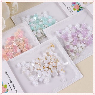 Nail Art 50pcs Card Paper Bags Jewelry Pearlescent Camellia With Steel Beads Pearls Nail Accessories Manicure Tool For Nail Shop JOYFEEL