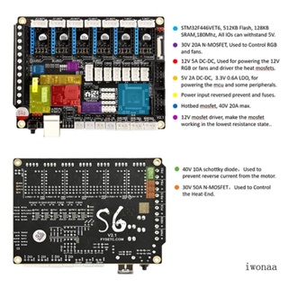 Iwo เมนบอร์ดอิเล็กทรอนิกส์ S6 Board V2 1 ARM 32Bit สําหรับเครื่องพิมพ์ 3D Voron รองรับ 6 TMC