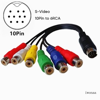 Iwo สายเคเบิล 10Pin S-Video Male เป็น 6RCA Female 30 ซม. สําหรับ PC HDTV RGB