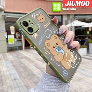 สําหรับ iPhone 11 11 Pro 11 Pro Max เคสการ์ตูนหมีเท็ดดี้ ขอบสี่เหลี่ยม ดีไซน์ใหม่ กันกระแทก ฝ้า ใส เคสโทรศัพท์แข็ง