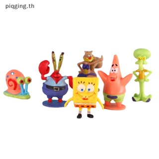 Piqging Spongebob ชุดฟิกเกอร์ รูปปลา สพันจ์บ็อบ ขนาดเล็ก ของขวัญวันเกิด สําหรับตกแต่งตู้ปลา