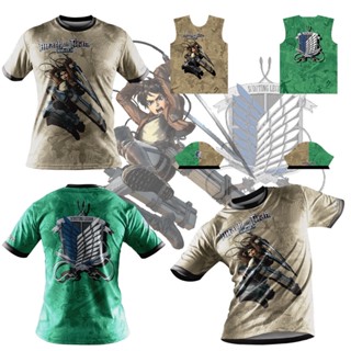 เสื้อยืดแขนสั้น พิมพ์ลายอนิเมะ Attack on Titan 3 มิติ สุดเท่