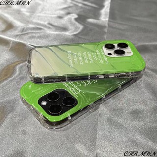 เคสโทรศัพท์มือถือแบบใส กันกระแทก ลายอวกาศ ไล่โทนสี สีเขียว สําหรับ Iphone 12 14promax 13promax 14 11 UJU8