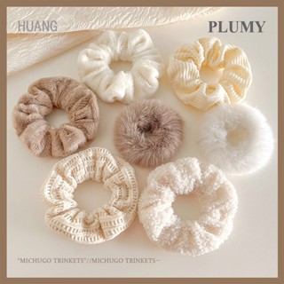 Plumy ยางรัดผม ผ้ากํามะหยี่ขนนิ่ม ขนาดใหญ่ แฟชั่นฤดูใบไม้ร่วง และฤดูหนาว สําหรับผู้หญิง 7 ชิ้น