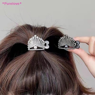 Purelove&gt; ใหม่ กิ๊บติดผมหางม้า รูปมงกุฎปลาฉลาม ประดับมุก พลอยเทียม 1 ชิ้น