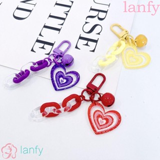 LANFY พวงกุญแจ จี้อะคริลิคพลาสติก รูปหัวใจ เครื่องประดับ สําหรับตกแต่งรถยนต์