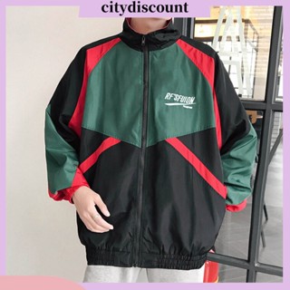 &lt;citydiscount&gt; เสื้อแจ็กเก็ตคาร์ดิแกน กันลม มีซิป สไตล์ฮิปฮอป สตรีท ฤดูใบไม้ผลิ ฤดูใบไม้ร่วง ลําลอง สําหรับผู้ชาย