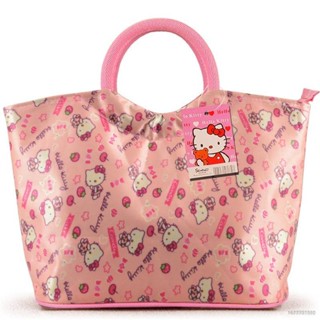 Si Sanrio กระเป๋าช้อปปิ้ง ผ้าออกซ์ฟอร์ด กันน้ํา พิมพ์ลาย Hello Kitty คุณภาพสูง สําหรับผู้หญิง