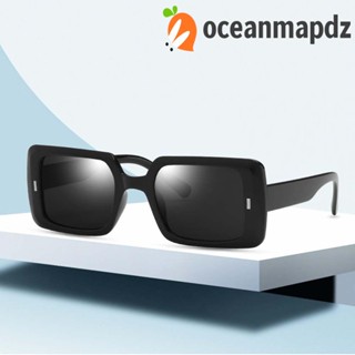 OCEANMAPDZ แว่นตากันแดด กรอบสี่เหลี่ยมผืนผ้า ขนาดใหญ่ สีโปร่งใส สีดํา สไตล์เรโทร แฟชั่นสําหรับผู้ชาย และผู้หญิง