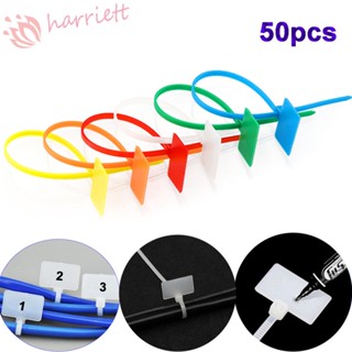 HARRIETT 50pcs Cable Winder 4*150mm Tag Wire Ties Loop Nylon Markers Easy Mark Plastic Self-locking Labels/Multicolor