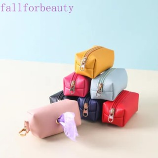 Fallforbeauty กระเป๋าใส่ถุงขยะ หนัง PU ทนทาน พร้อมคลิปหนีบโลหะ สําหรับสัตว์เลี้ยง สุนัข