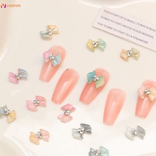 ตามมาตกแต่งเล็บ เน็คไท เครื่องประดับ Macaron Bow Girl Cute Three-dimensional Resin Pile Drill Nail Decoration veemm