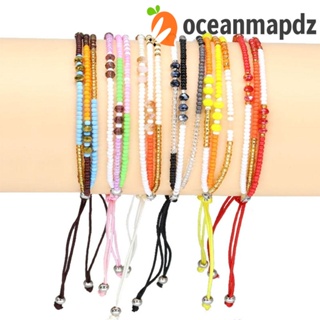 OCEANMAPDZ สร้อยข้อมือ ประดับลูกปัดสามชั้น หลากสี เหมาะกับของขวัญ แฟชั่นคู่รัก สําหรับผู้หญิง