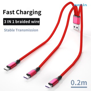 Ay- สายชาร์จ 3 in 1 8-pin Micro USB Type-C สําหรับสมาร์ทโฟน