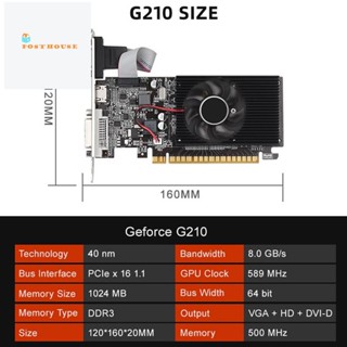 การ์ดจอ GT210 1G DDR3 64Bit 589MHZ 500MHZ DVI VGA HDMI แบบเปลี่ยน