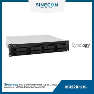 Synology อุปกรณ์จัดเก็บข้อมูลเครือข่าย NAS รุ่น RS1221+ | 8-Bay RackStation, AMD Ryzen V1500B, 4GB DDR4