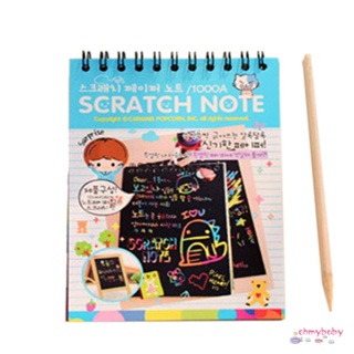 Y031 สร้างสรรค์สี Diy ม้วนภาพรอยขีดข่วนเด็ก Graffiti Sketch Book Scratch Painting Blue [N/18]