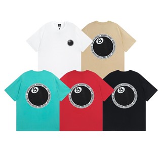 เสื้อยืดแขนสั้นลําลอง ผ้าฝ้าย พิมพ์ลาย STU&amp;S8Y 8 สีดํา พลัสไซซ์ สําหรับผู้ชาย และผู้หญิง