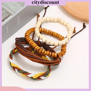 &lt;citydiscount&gt; สร้อยข้อมือลูกปัดถัก ประดับพู่ สี่ชั้น น้ําหนักเบา สไตล์วินเทจ เรโทร สําหรับผู้หญิง 4 ชิ้น