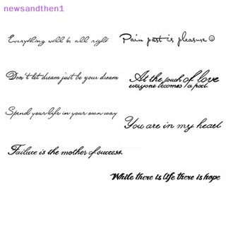 Newsandthen1 สติกเกอร์รอยสักชั่วคราว ลายภาษาอังกฤษ สีดํา กันน้ํา สําหรับผู้หญิง และผู้ชาย