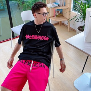 Balenclaga เสื้อยืดลําลอง ผ้าฝ้าย แขนสั้น คอกลม สําหรับคู่รัก