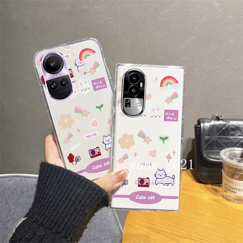 ใหม่ เคสโทรศัพท์มือถือ ซิลิโคนนิ่ม ใส บางมาก กันกระแทก ลายการ์ตูนกระต่ายน่ารัก สําหรับ OPPO Reno10 Pro+ Plus 5G Reno 10 Reno10Pro+ OPPO A78 4G 2023