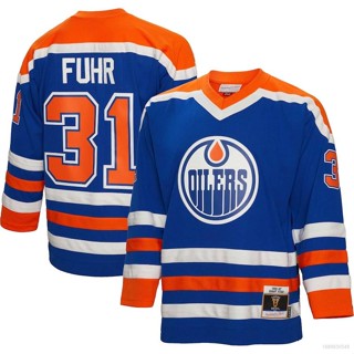 Hq1 NHL Edmonton Oilers Jersey Grant Fuhr เสื้อยืด แขนยาว พลัสไซซ์ QH1