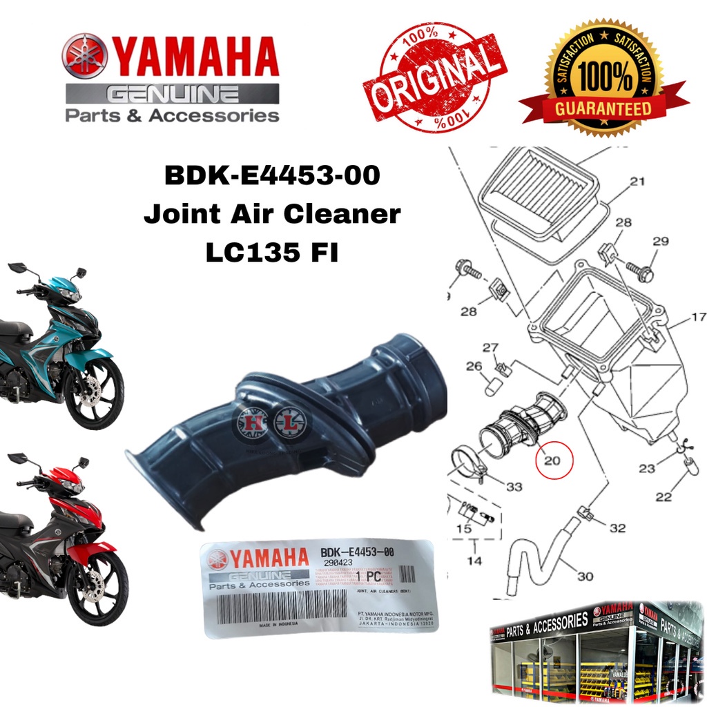 YAMAHA JOINT AIR CLEANER / ท่อกรองอากาศ LC135 FI ( BDK-E4453-00 ) - ท่อ Penapis Udara LC135 FI
