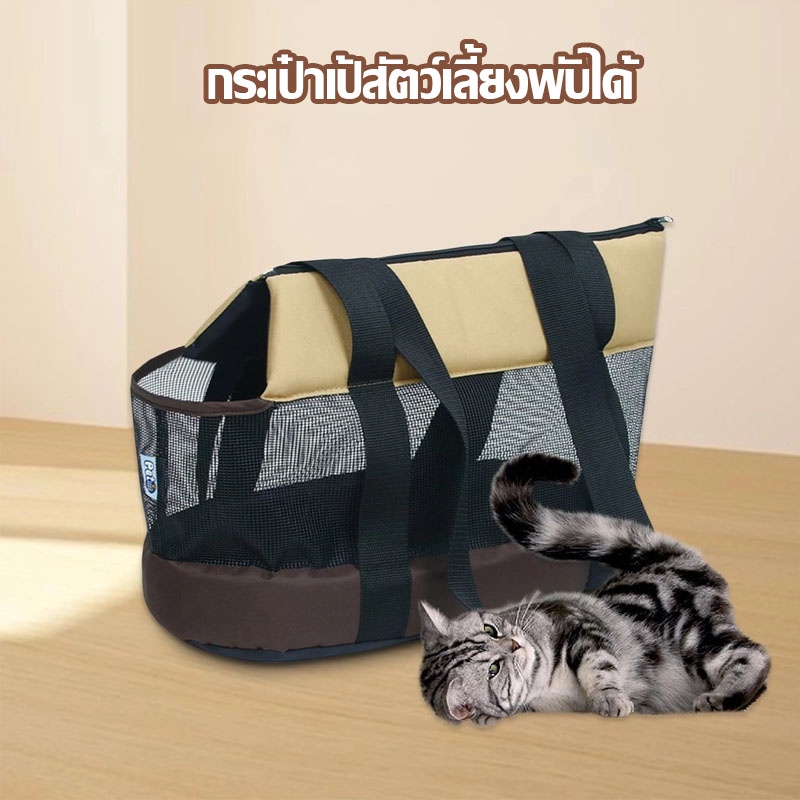 pet car seat แบบสะพายข้าง สลิงตาข่าย ระบายอากาศได้ การเดินทางกลางแจ้ง กระเป๋าแมว กระเป๋าหมา รูปที่ 2