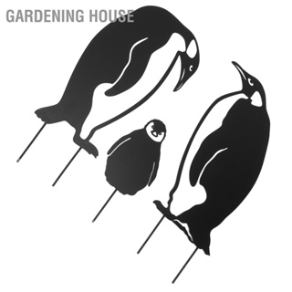 Gardening House Penguin Family Stake Statue จำลอง Vivid Hollow Iron Animal ตกแต่งสำหรับสวนสนามหญ้า Yard