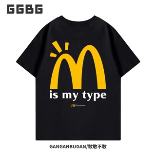 Ggbg เสื้อยืดแขนสั้น พิมพ์ลาย McDonalds ทรงหลวม สไตล์อเมริกัน สําหรับผู้ชาย และผู้หญิง