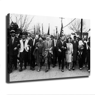 โปสเตอร์ผ้าใบ พิมพ์ลาย Martin Luther King Jr Mlk Civil Rights March On Selma สไตล์โมเดิร์น สําหรับตกแต่งห้องครัว ห้องนอน