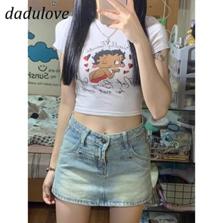 DaDulove💕 New American Ins High Street Retro Denim Skirt Niche High Waist A- line Skirt Large Size Bag Hip Skirt