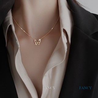 Fancy Ins ขายดี มาใหม่ สร้อยคอ จี้รูปผีเสื้อ ประดับเพทาย สีโรสโกลด์ เครื่องประดับ สําหรับผู้หญิง