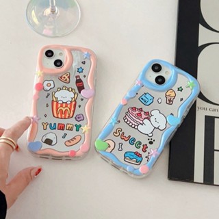 เคสโทรศัพท์มือถือ TPU แบบนิ่ม ลายลูกสุนัข และเค้กเฟรนช์ฟรายส์ สําหรับ iPhone 12 13 14 Pro Max 11