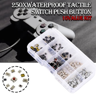 New 250pcs Waterproof Tactile Switch Push Button Micro Momentary Tact 10 Values