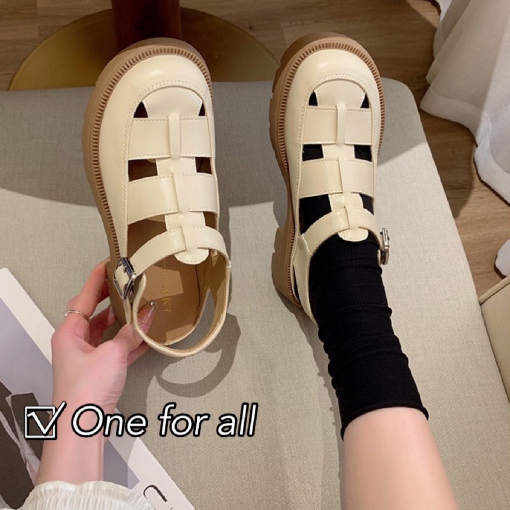 พร้อมส่งจากไทย รุ่น TX451 รองเท้าแตะแฟชั่นลำลองโรมัน ส้นสูง4cm  รองเท้าส้นหนารัดส้น แต่งรูสายปรับได้ ราคา ถูกที่สุด ดีลบีเคเค รูปภาพหลัก
