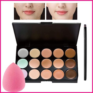 พาเลทคอนซีลเลอร์ 15 สี คอนทัวร์หน้า 15 สี และพุ่มไม้แต่งหน้า 1 ชิ้น