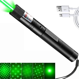 Luc ไฟฉายเลเซอร์ในตัว ชาร์จ USB ลายจุด สีเขียว สําหรับแมว ของเล่น ปากกาสอน ตั้งแคมป์ ขี่จักรยาน