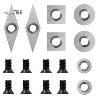 เม็ดมีดกลึงคาร์ไบด์ ทนทาน แบบเปลี่ยน 8 ชิ้น พร้อมสกรู 8 ชิ้น